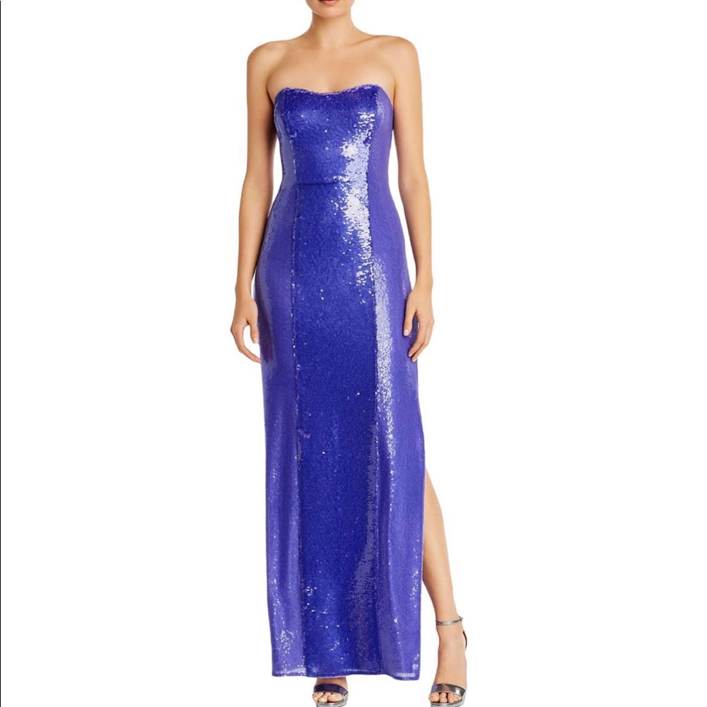 Aidan by Aidan Mattox purple strapless sequin formal gown